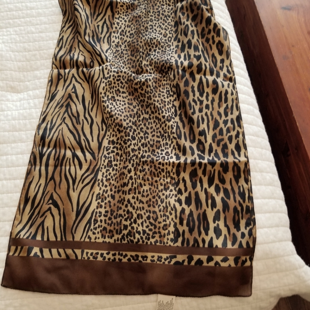 60"×15" brown animal print scarf, never worn.